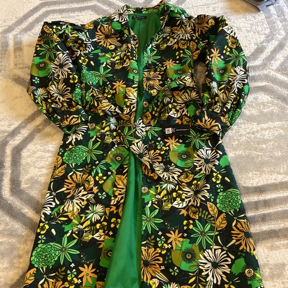 Floral-Print Twill Trench Coat - Picture 4 of 5